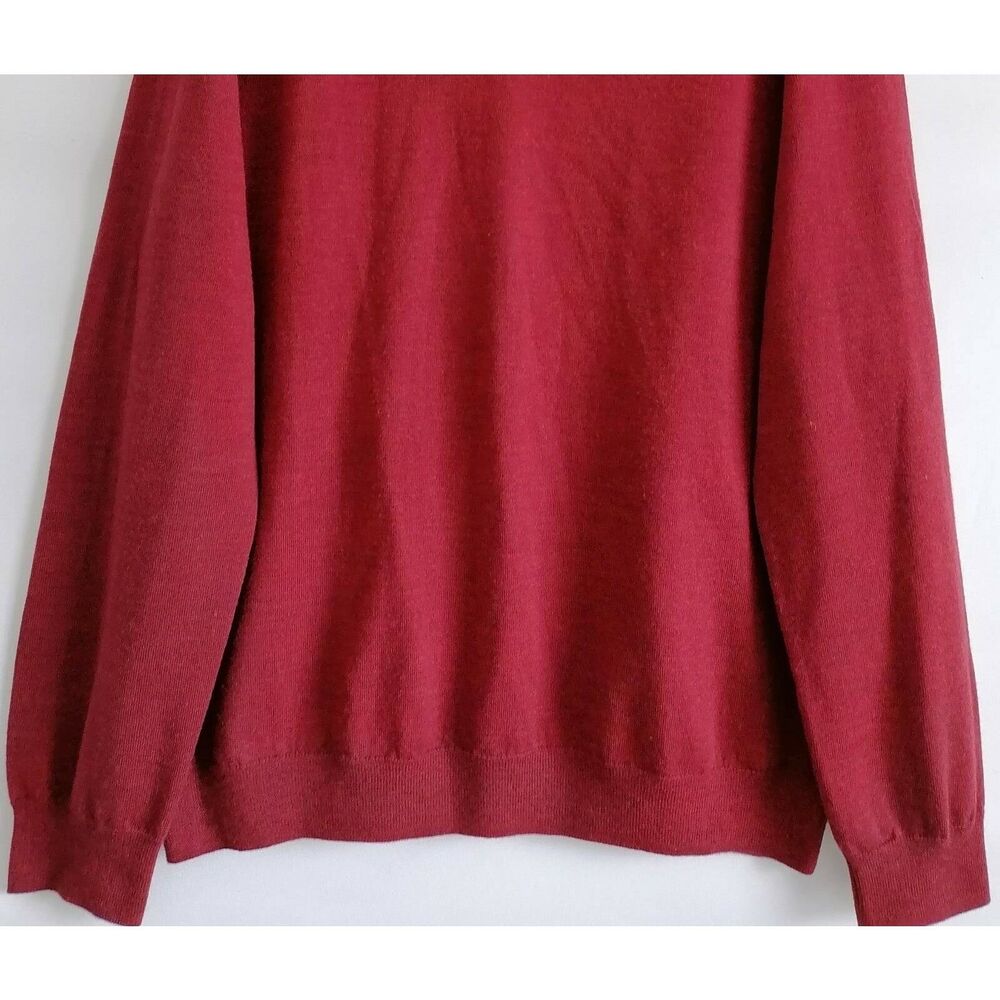 Nordstrom Mens Pullover Sweater Red V Neck Merino Wool Long Sleeve Tight Knit XL - Picture 4 of 5